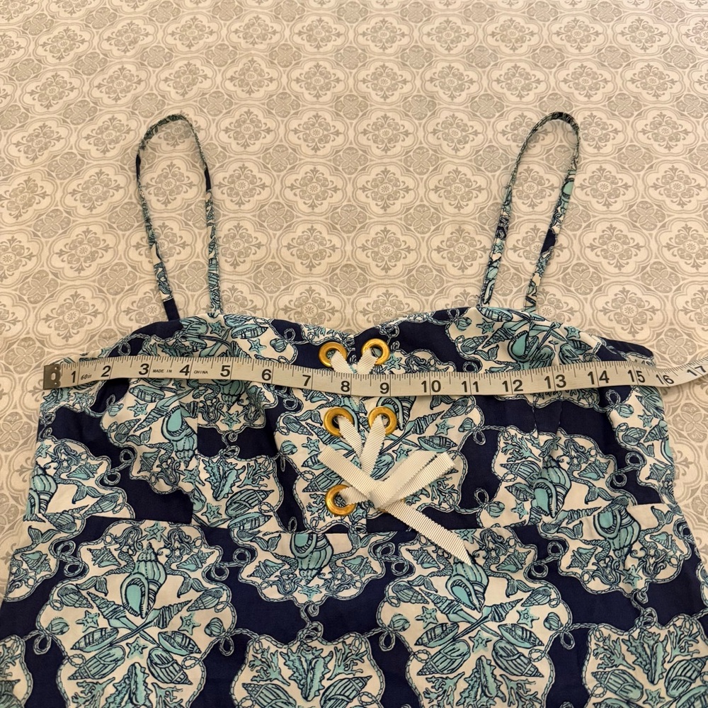 Lilly Pulitzer Rilee Hey Sailor Printed Lace Up Dress Blue Mermaid Nautical 10 - Picture 13 of 15
